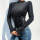 Long Sleeve Casual Bodysuit with PU belt